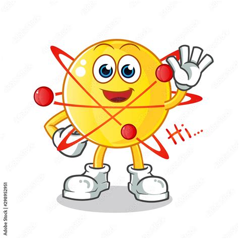 atom waving mascot vector cartoon illustration Stock Vector | Adobe Stock