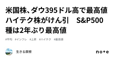 米国株、ダウ395ドル高で最高値 ハイテク株がけん引 Sandp500種は2年ぶり最高値｜生きる摩擦