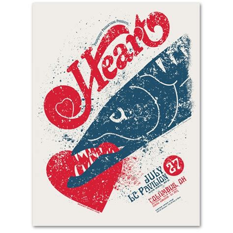 Rock Band HEART Barracuda Concert Poster, Silkscreen Ohio Gigposter Screenprinted by Hand. 18 X ...