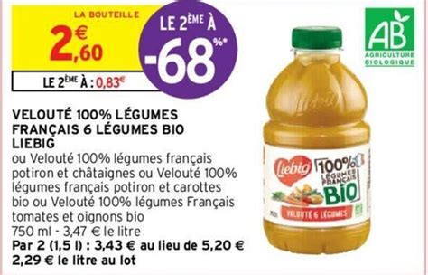 Promo Velouté 100 légumes français 6 légumes bio liebig chez