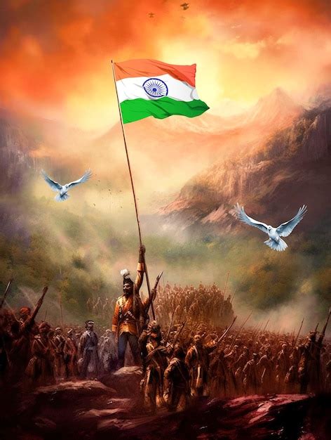 Premium AI Image | India Independence Day banner with freedom fighters ...