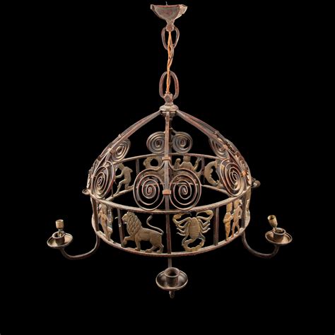 Celestial Splendor: 1920's French Art Deco Iron and Bronze Zodiac ...