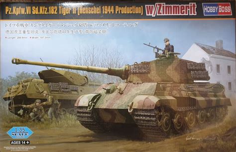 Hobby Boss W Zimmerit Pz Kpfw VI Sd Kfz 182 Tiger II Henschel 1944