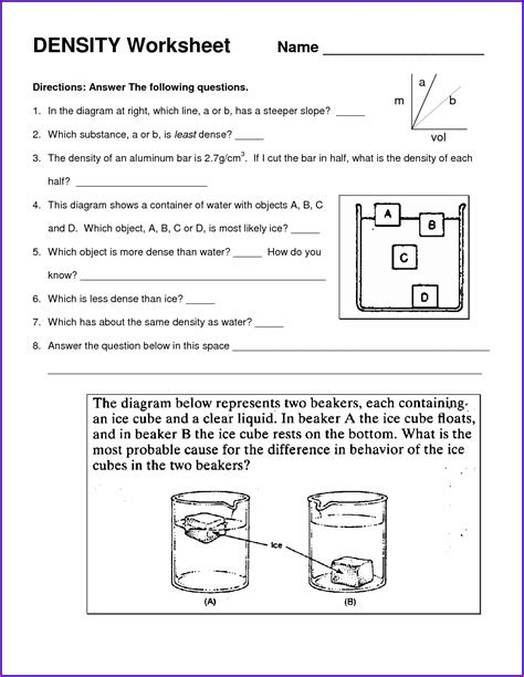 8th Grade Science Density Worksheet