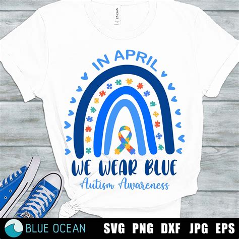 In April We Wear Blue Svg Autism Awareness Svg Blue Autism Etsy