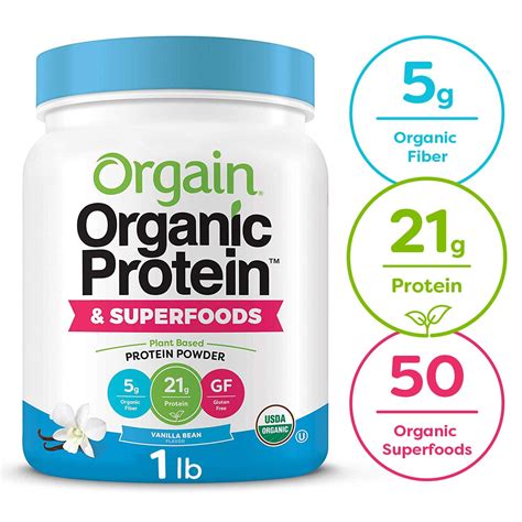 Orgain Organic Plant Based Protein Superfoods Powder Vanilla Bean