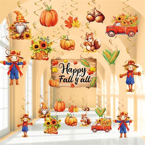 Amazon 36 Pcs Autumn Hello Fall Party Hanging Swirls Decorations