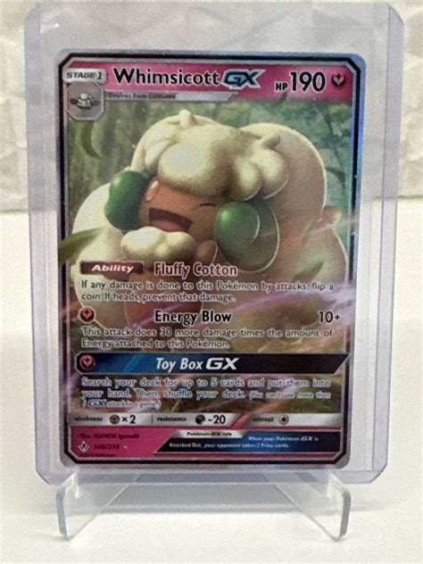 Pokémon Whimsicott GX 140 214 Ultra Rare Unbroken Bonds MINT