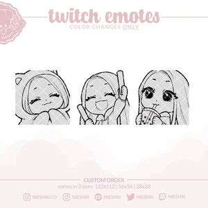 Pick Your Color Twitch Emote Kawaii Aesthetic Streamer Custom Art