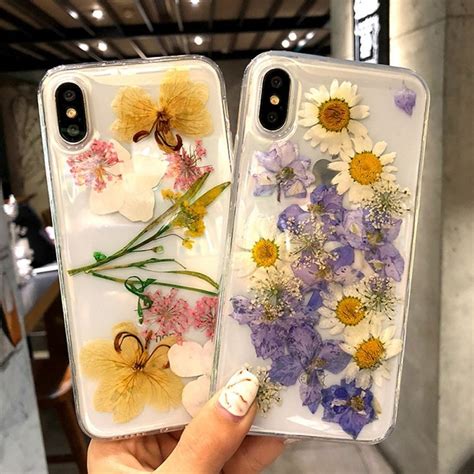 Real Dried Flowers Transparent Soft TPU Cover For IPhone X 6 6S 7 8