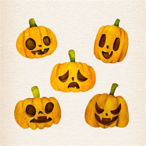 Premium Vector | Watercolor design halloween pumpkins