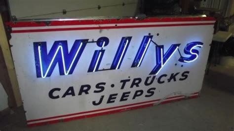 Willys Cars Trucks Jeeps Neon Porcelain Sign Porcelain Signs