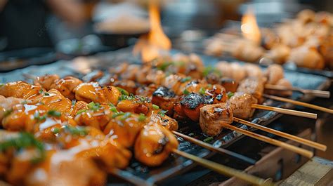 Japanese Chicken Grill Or Yakitori Serve In Izakaya Style Background, Asia, Asian, Background ...