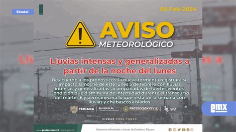 Actualizaci N Aviso Meteorol Gico Protecci N Civil Tijua El Mexicano