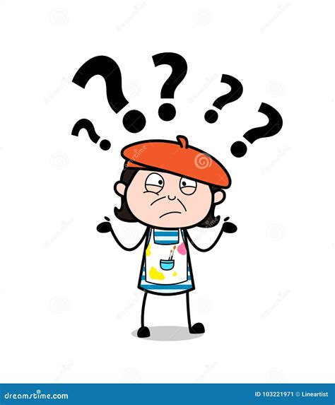 Confused Face Cartoon Artist Vector Illustration Stock Illustration