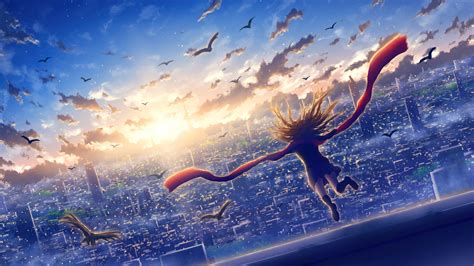 City Sunrise Sky Scenery Anime 4K #2980g Wallpaper PC Desktop