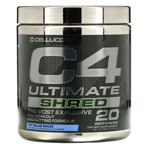 Cellucor C4 Ultimate Shred Pre Workout Ice Blue Razz 12 3 Oz 350 G