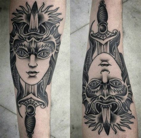 Dual tattoo #tattoed #tattoo #tattoos #blackink #ink #thinkblack ...