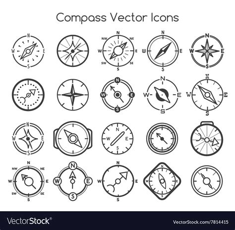 Compass Line Icons Royalty Free Vector Image Vectorstock