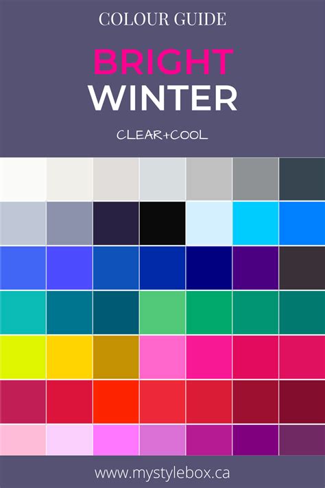 Bright Winter Color Guide Bright Winter Bright Spring Clear Winter Palette