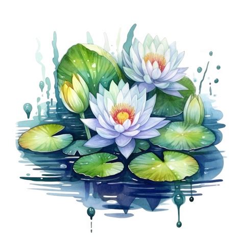 Premium AI Image | Water Lily in Pond Watercolor design