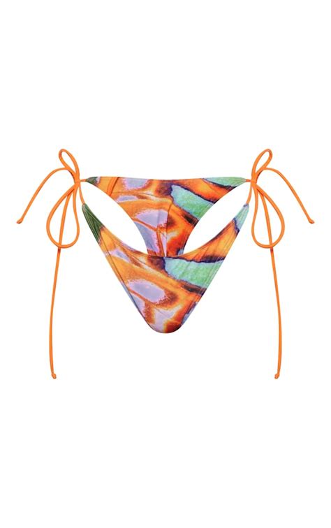 Deep Orange Butterfly Tie Side Bikini Bottoms Swimwear