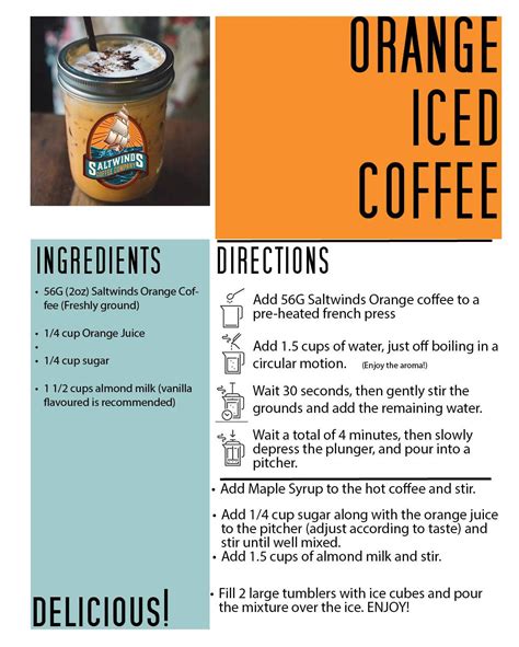 Orange Iced Coffee Unique Coffee Recipes Saltwinds Coffee Company