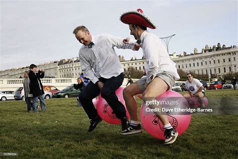 Contestants Race On Space Hoppers During The Bounce Your Balls For