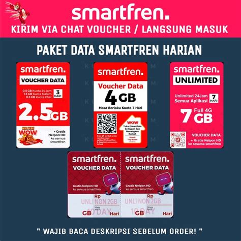 Jual VOUCHER SMARTFREN MINI 1GB 3Hari 2GB 3Hari 3GB 5Hari 2 5GB 3Hari