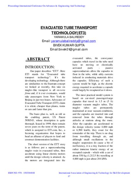 (PDF) IAETSD-EVACUATED TUBE TRANSPORT TECHNOLOGY(ET3)