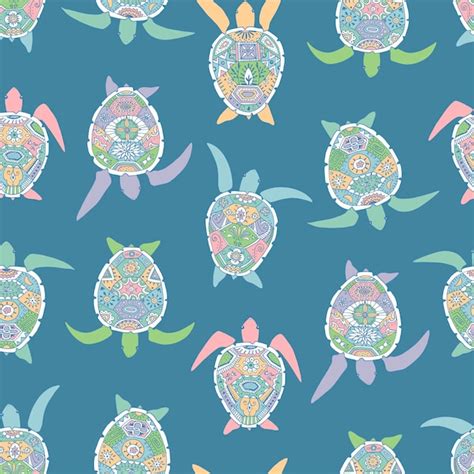 Premium Vector Sea Turtles Vector Seamless Pattern