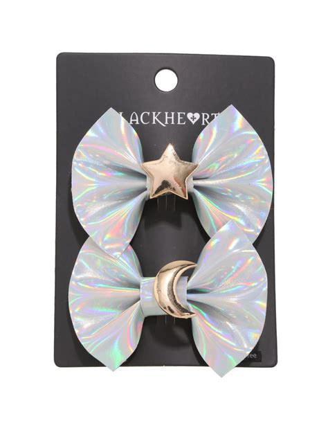 Blackheart Moon And Star Iridescent Hair Bow Set Hot Topic