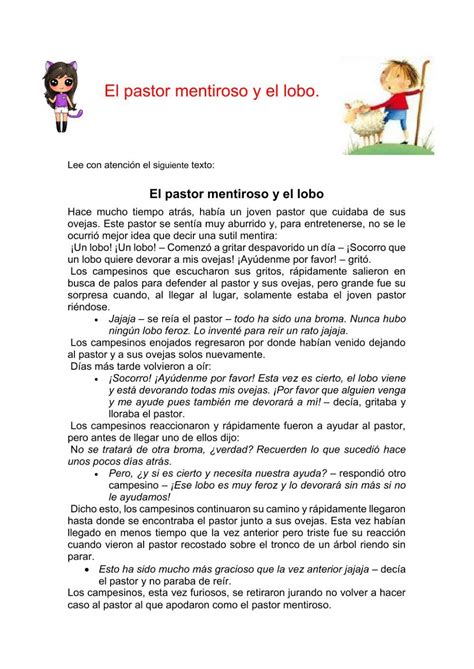 Ejercicio De El Pastor Mentiroso Y El Lobo El Pastor Pastor Words