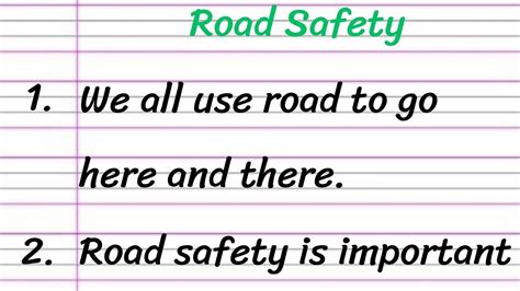 Road Safety Essay In English 10 Lines Short Essay On Road Safety