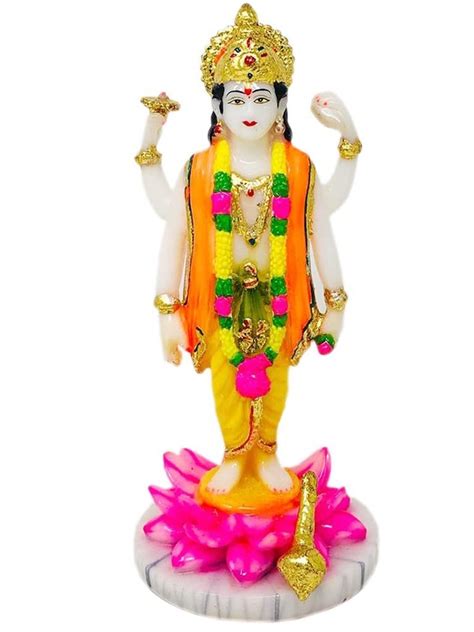 Multicolor Hindu Marble Vishnu Statue For Worship Size X Inch At