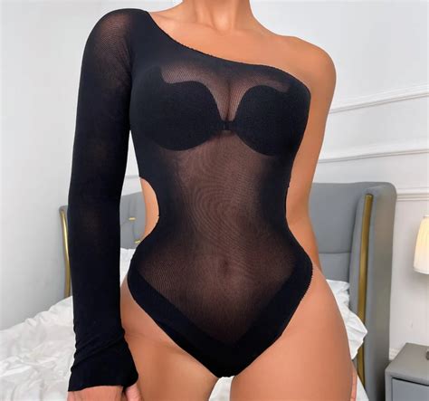 Women Fishnet Sexy Lingerie One Piece Exotic Dance Wear Front Closure String Fishnet Bodysuit
