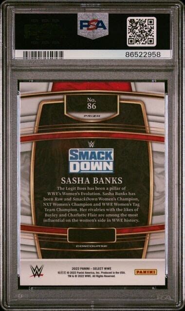 Sasha Banks 2022 Select WWE 86 Concourse Tri Color Prizm PSA 10 GEM