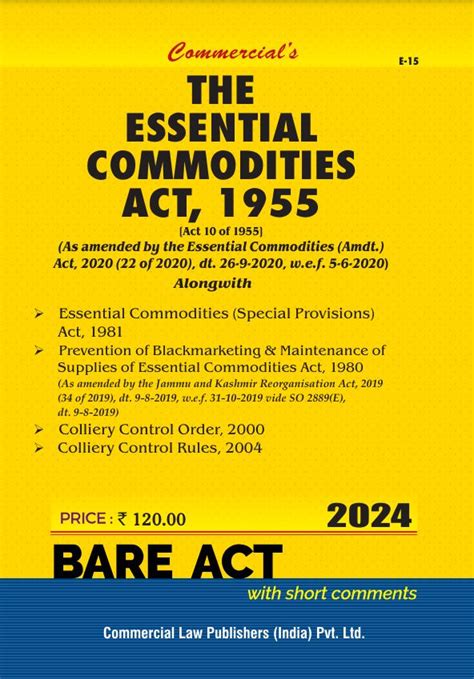 Essential Commodities Act 1955 Commercial Law Publisher