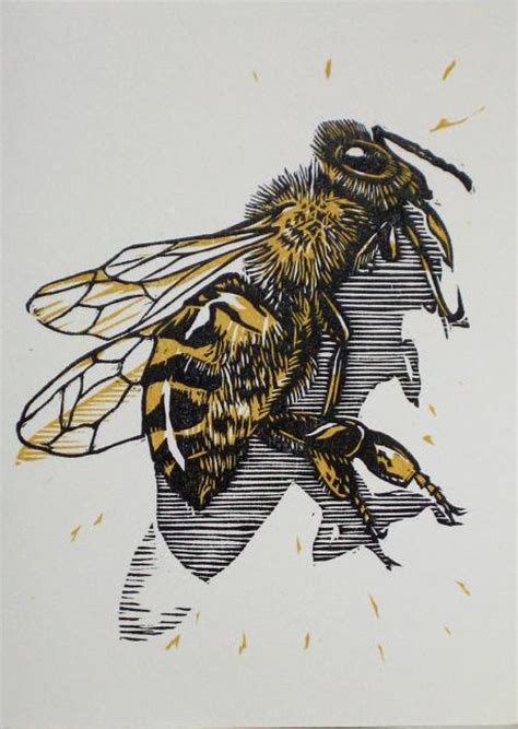 Honeybee Woodcut 2008 Jonathan Poliszuk Usa In 2023 Bee Art