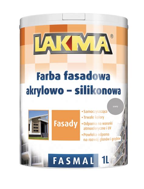 LAKMA FASMAL Farba Elewacyjna Fasadowa Akrylowo Silikonowa Trwała Szara