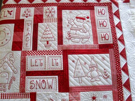 Redwork Quilts Redwork Embroidery Christmas Quilts