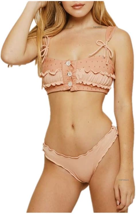 CQHY MALL Bikinis De Dos Piezas Sexy Para Mujer Con Botones Y Halter