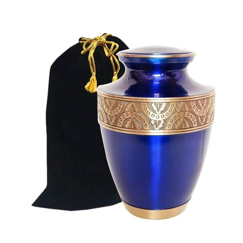 Golden Navy Brass Cremation Urn - Beautifully Handcrafted Adult Funeral ...