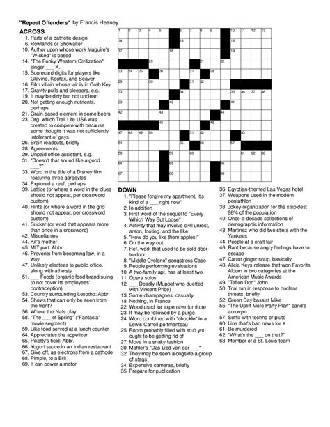 Seattle Times Sunday Crossword Puzzle - Printable Crossword Puzzles