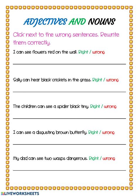 Noun And Adjective Worksheet