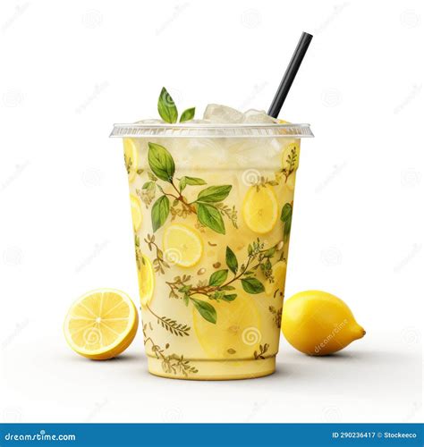 Highly Detailed Lemonade Cup Mockup With Layered Translucency Stock