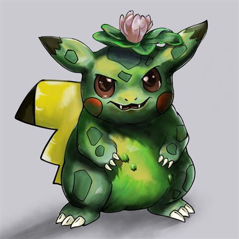 I drew a fusion of Pikachu and bulbasaur : r/pokemon