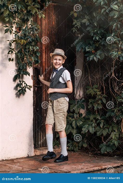 Boy Laughing Near The Door Stock Photo Image Of Outdoor 158230034