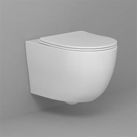 Short Projection Wall Hung Rimless Toilet With Soft Close Seat Abacus