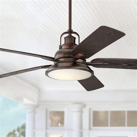 60" Wind and Sea Bronze Finish LED Outdoor Ceiling Fan with Remote ...